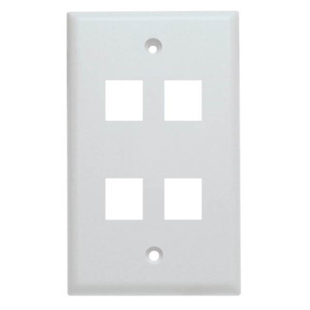 shaxon bm303wp4b, 4 port single gang white keystone wall plate