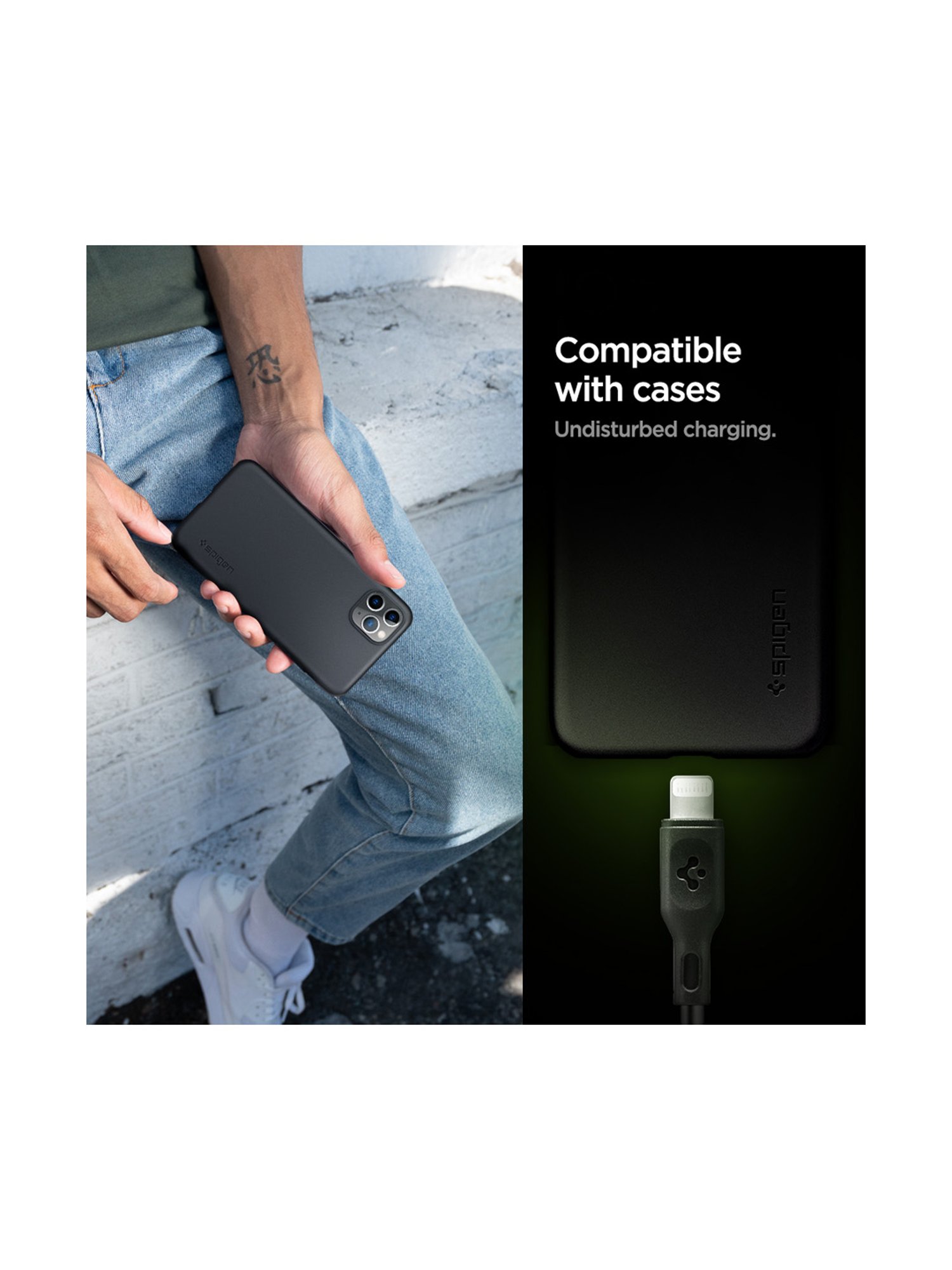 Spigen C10CL Apple MFi Certified USB C to Lightning Charge Sync Cable (0.9M) 2 Pack - Black