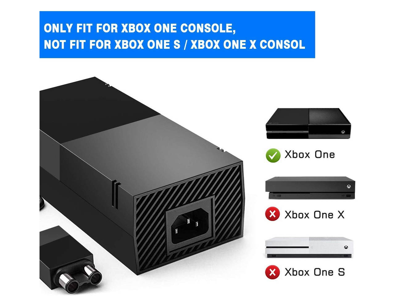 uowlbear Replacement Power Supply AC Adapter Brick with Power Cord for Xbox One