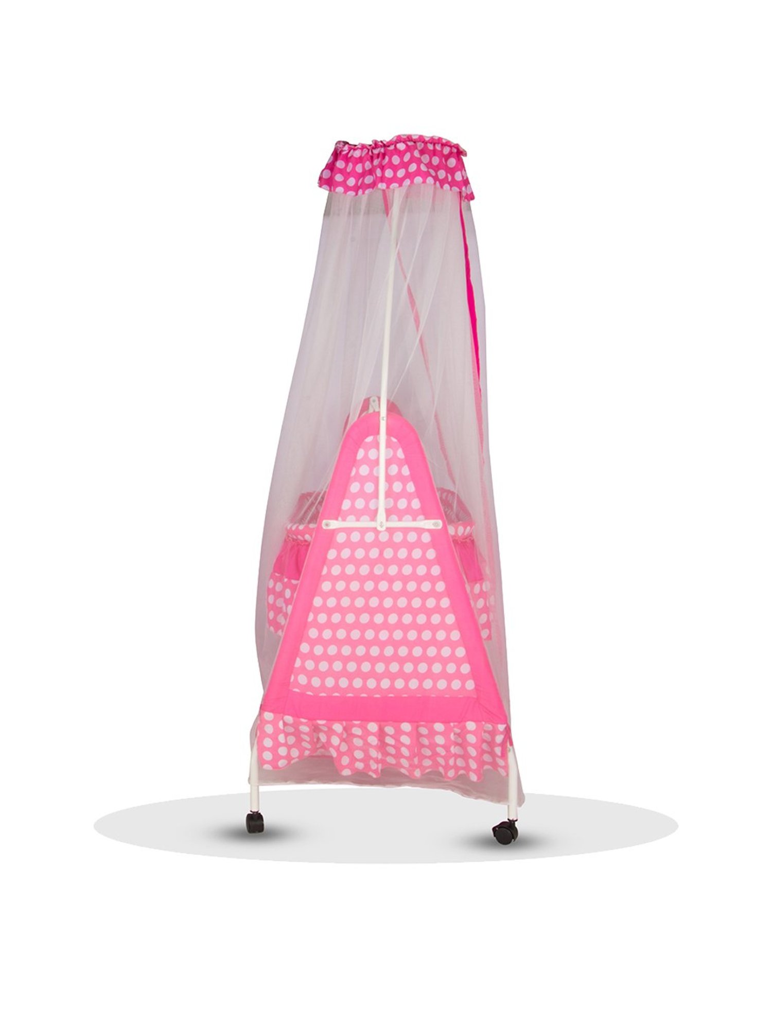 Kiddery Pink Baby Cradle with Mosquito Protection Net (Age 0-8 Months)