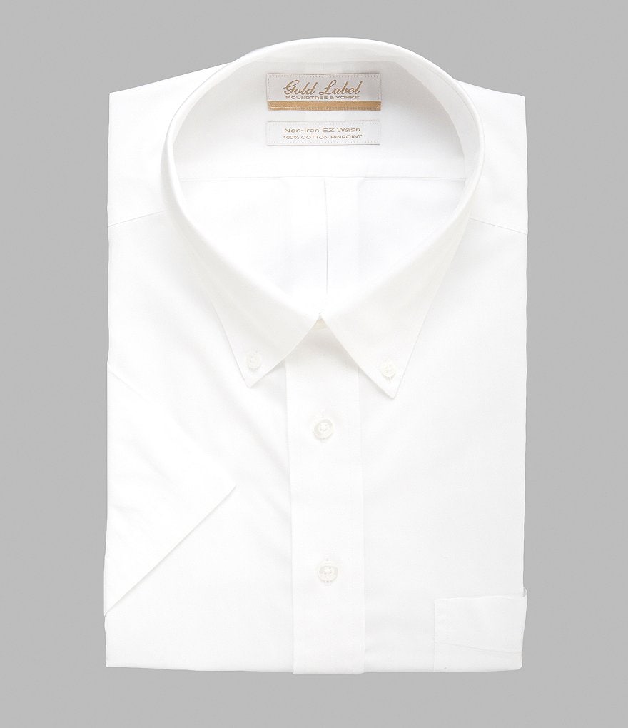 Gold Label Roundtree & Yorke Big & Tall Non-Iron Button-Down Collar Short-Sleeve Dress Shirt