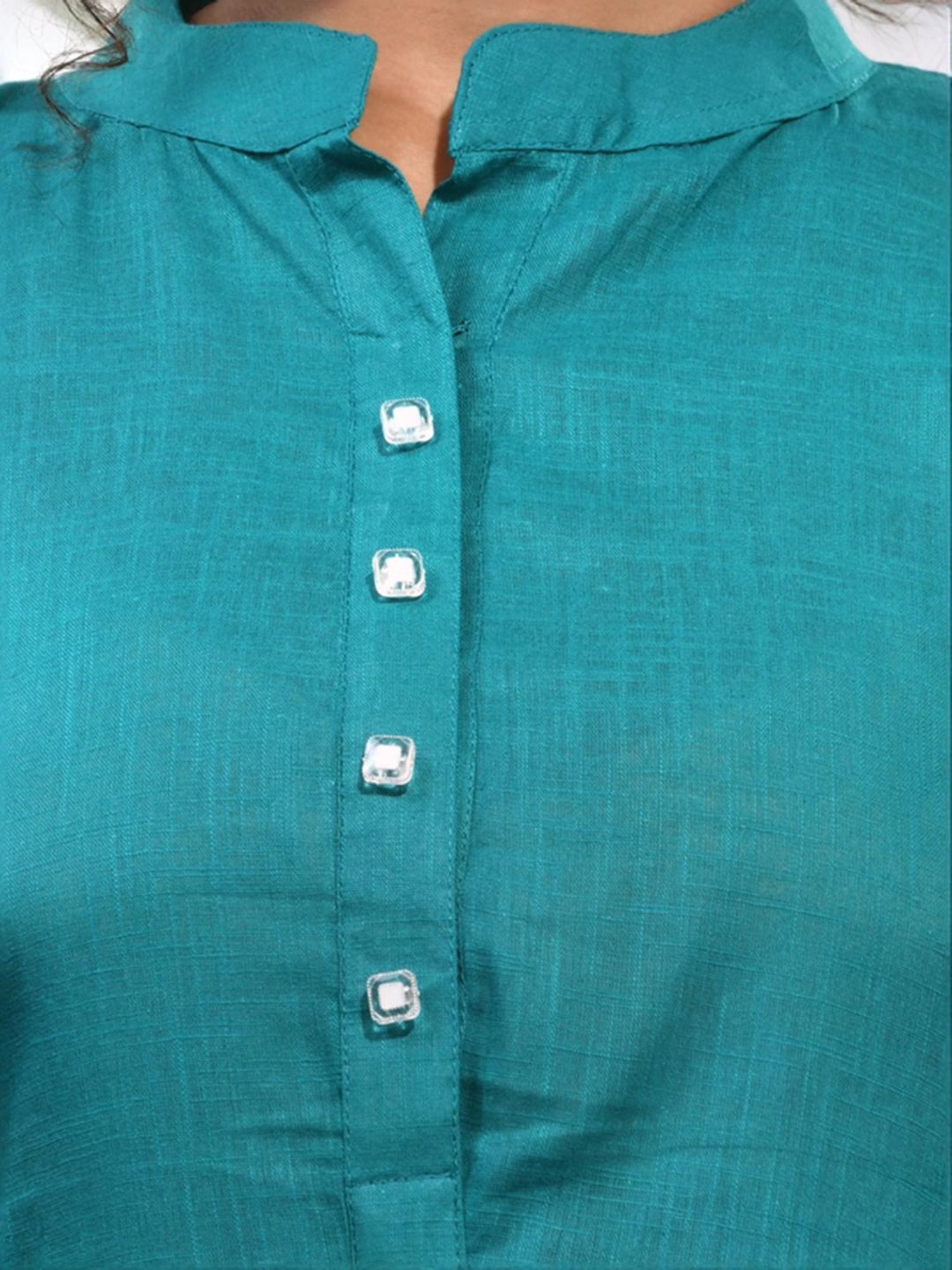 CHARUKRITI Blue Cotton Woven Pattern A Line Kurta