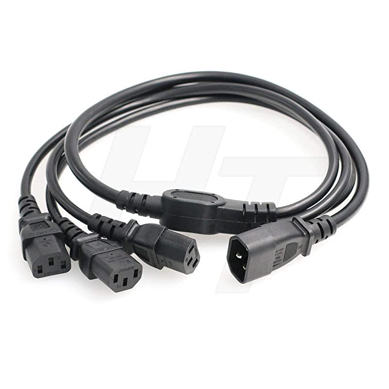 UPS PDU Computer PC Power Splitter Cord C14 to 3 x C13 10A 250V Extension Cable (C14-3xC13 1m)