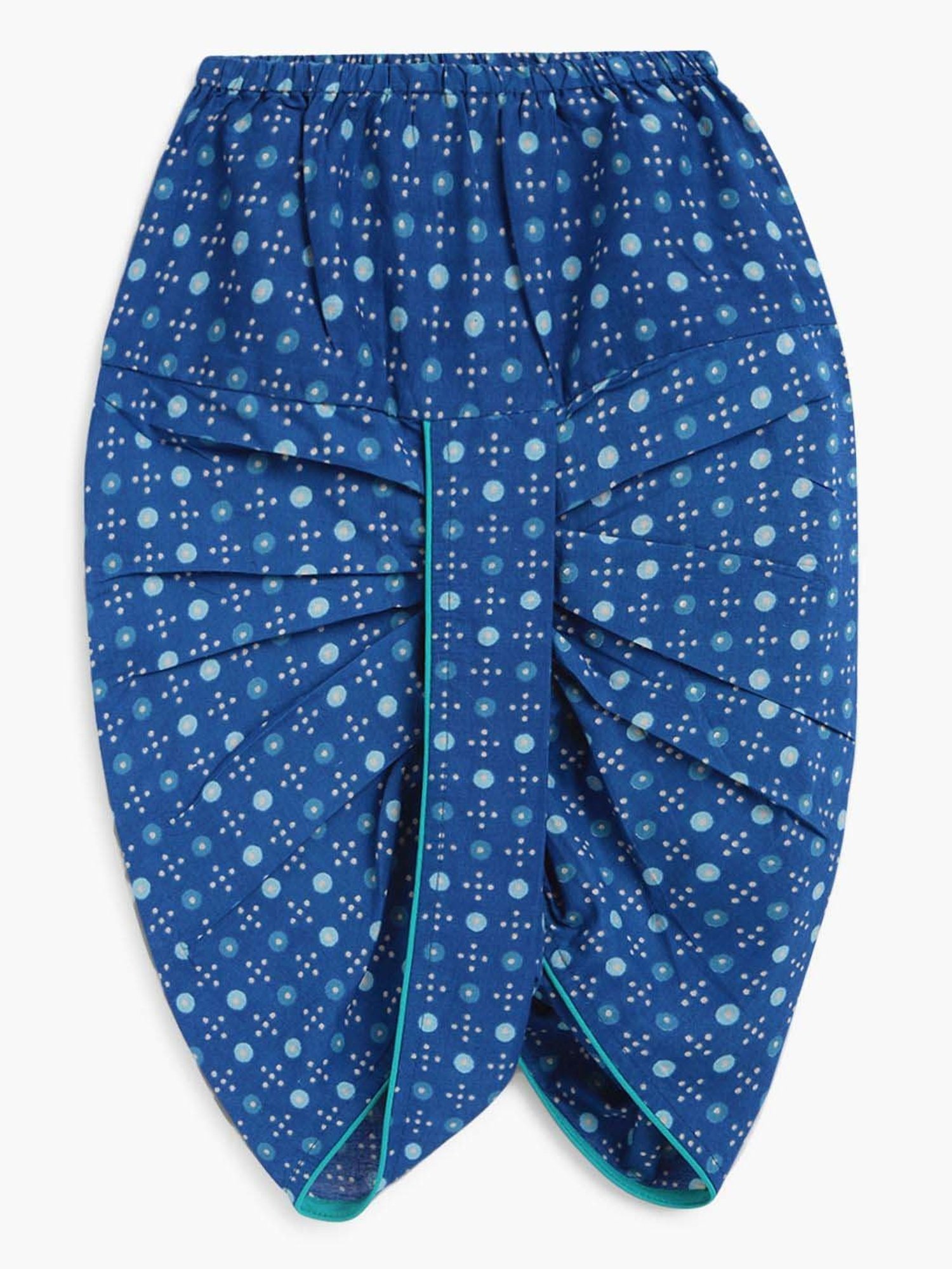 Campana Kids White & Blue Cotton Printed Full Sleeves Kurta & Dhoti