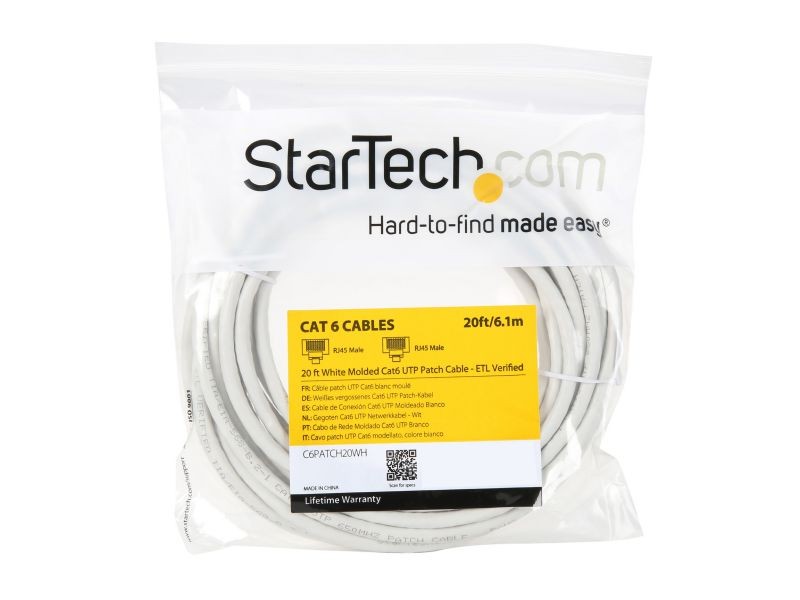 StarTech.com C6PATCH20WH 20 ft. Cat.6 Patch Cable