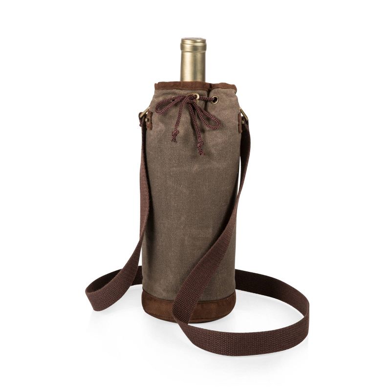 Picnic Time 10qt Waxed Canvas Wine Bottle Carrier Green