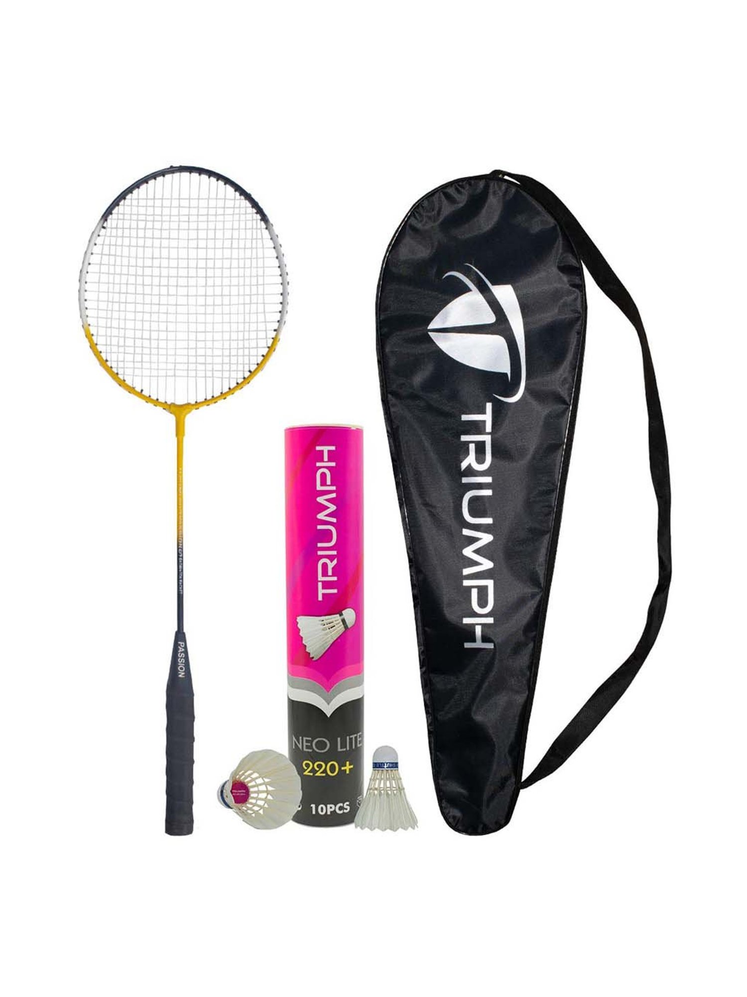Triumph Multicolored Badminton Racquet with Neo Lite-220+ Duck Feather Shuttlecock for Men (10Pcs)