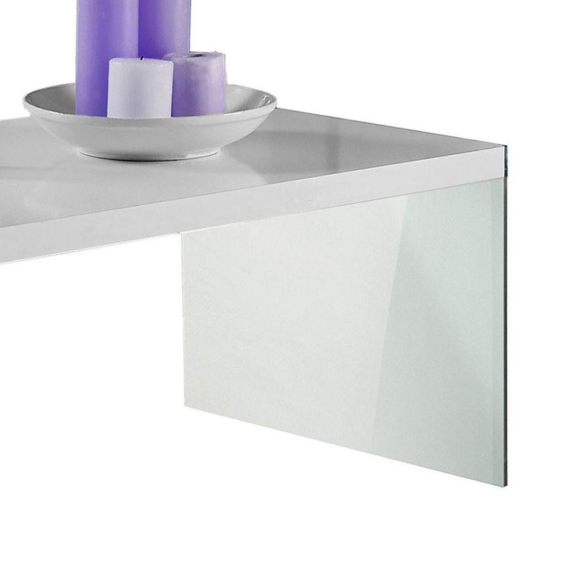 Monarch Specialties Contemporary Accent Tempered Glass Coffee Table, Gloss White