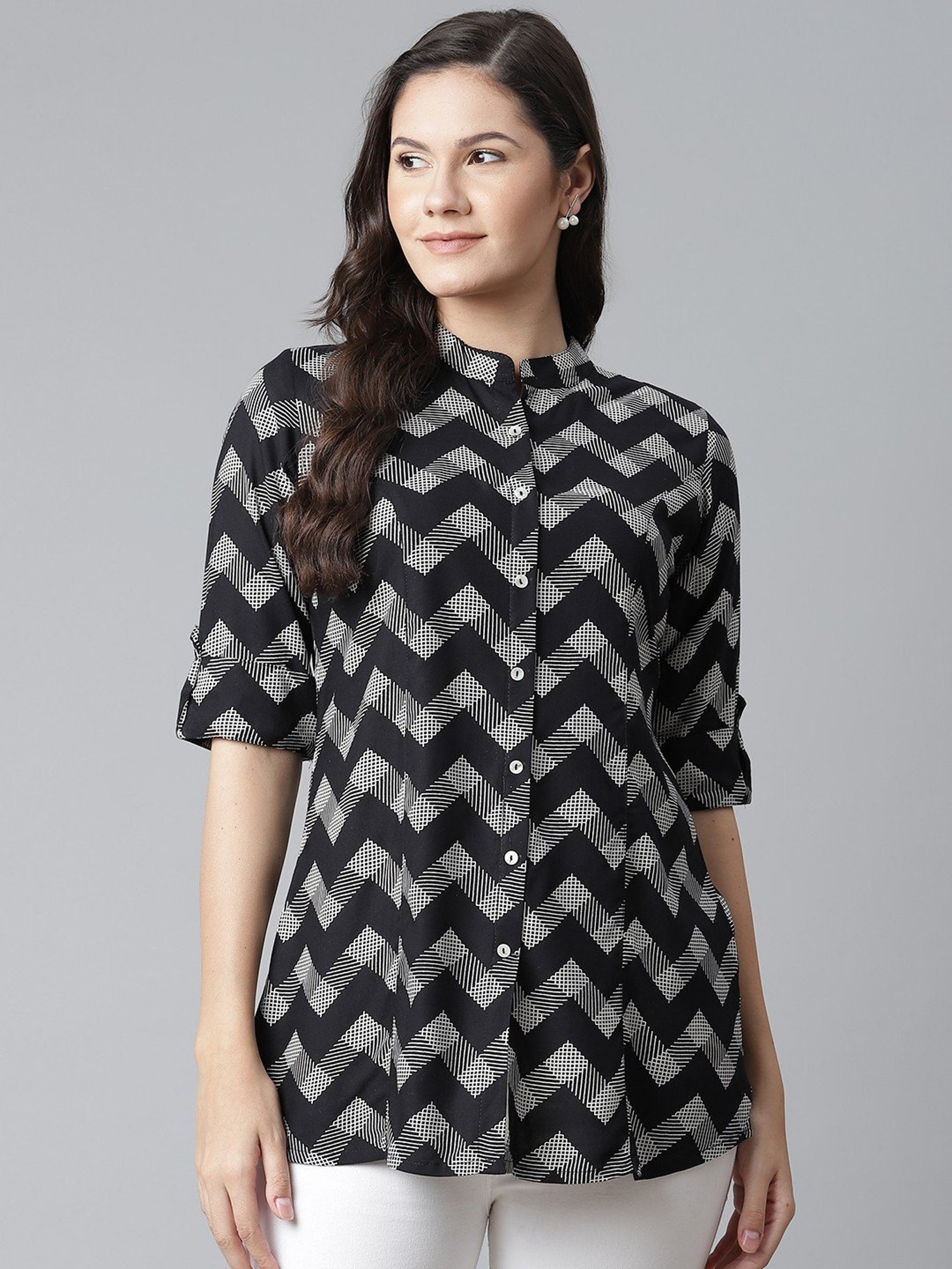 Divena Cotton Black Striped Top