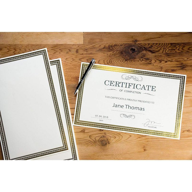 Best Paper Greetings 36-Pack Ivory Blank Certificates Award Paper Sheets with Gold Foil Border, 8.5 x 14 in
