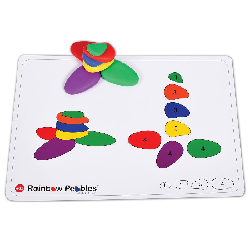 Rainbow Pebbles Activity Set - 48 Pebbles and Fill-In Activity Cards