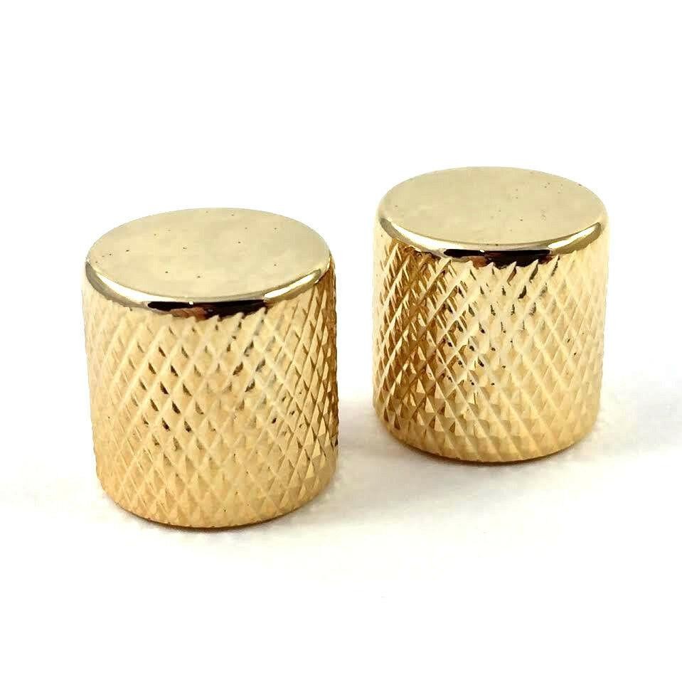 (2) Gold Press-On Barrel Knobs for Guitar/Bass w/6mm Split Shafts MK-PBK-G
