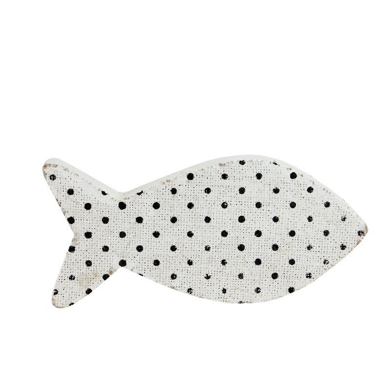 Northlight 10" Cape Cod Inspired Table Top White and Black Polka Dot Fish Decoration