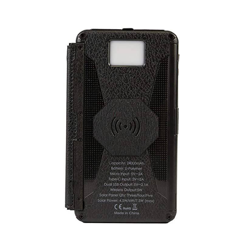 Solar Charger &ndash; [4 Efficient Panels] USB-C 24000mAh Waterproof Solar Battery Charger for Emergency, Portable Solar Power Bank Wireless Battery Charger for Phones/Tablets/GPS/Camping,etc.