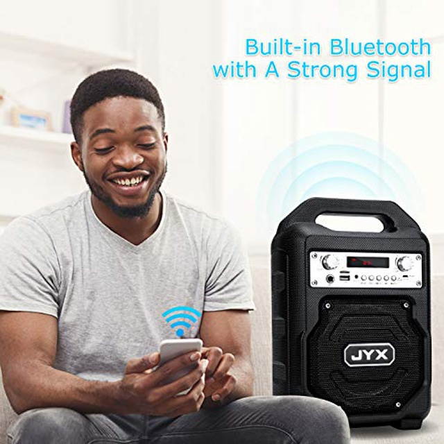 JYX Portable Bluetooth Speaker Subwoofer, Bluetooth 5.0 Wireless Stereo Boombox, Loud Sound with Heavy Bass Support REC/MIC Input/FM Radio/AUX/USB Card for Phone Computer Party Travel