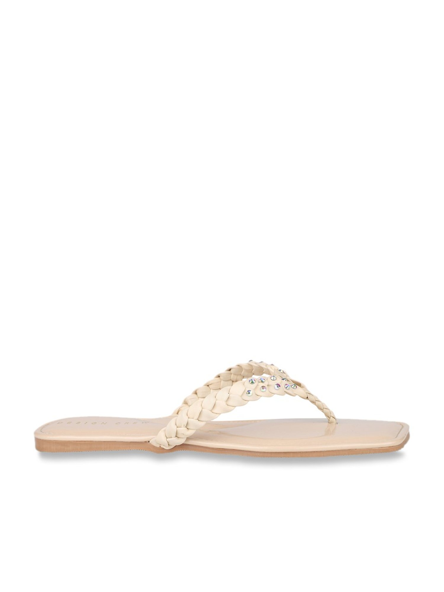 Design Crew Women's Beige Thong Sandals