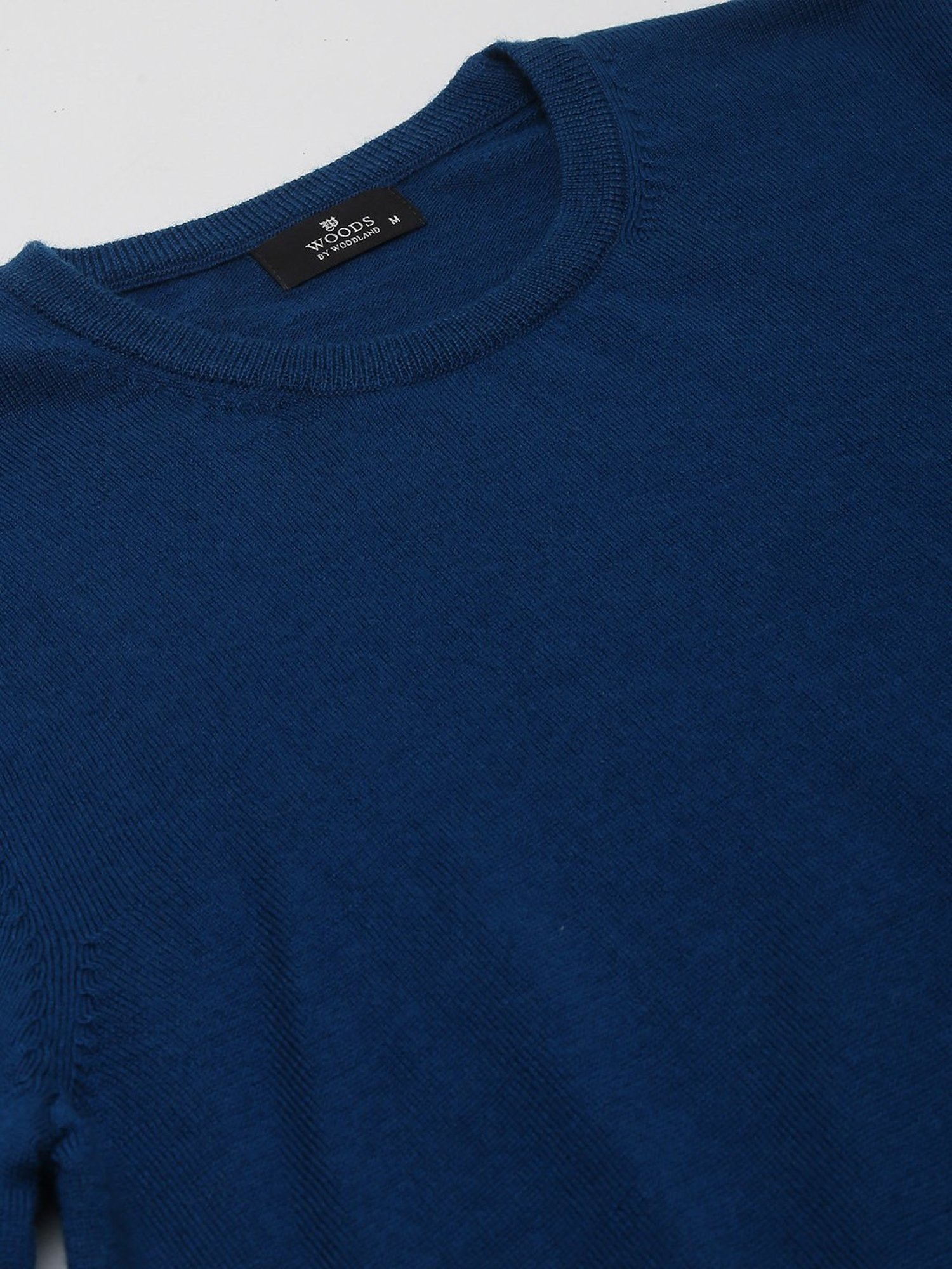 Woods Royal Blue Regular Fit Round Neck Sweater