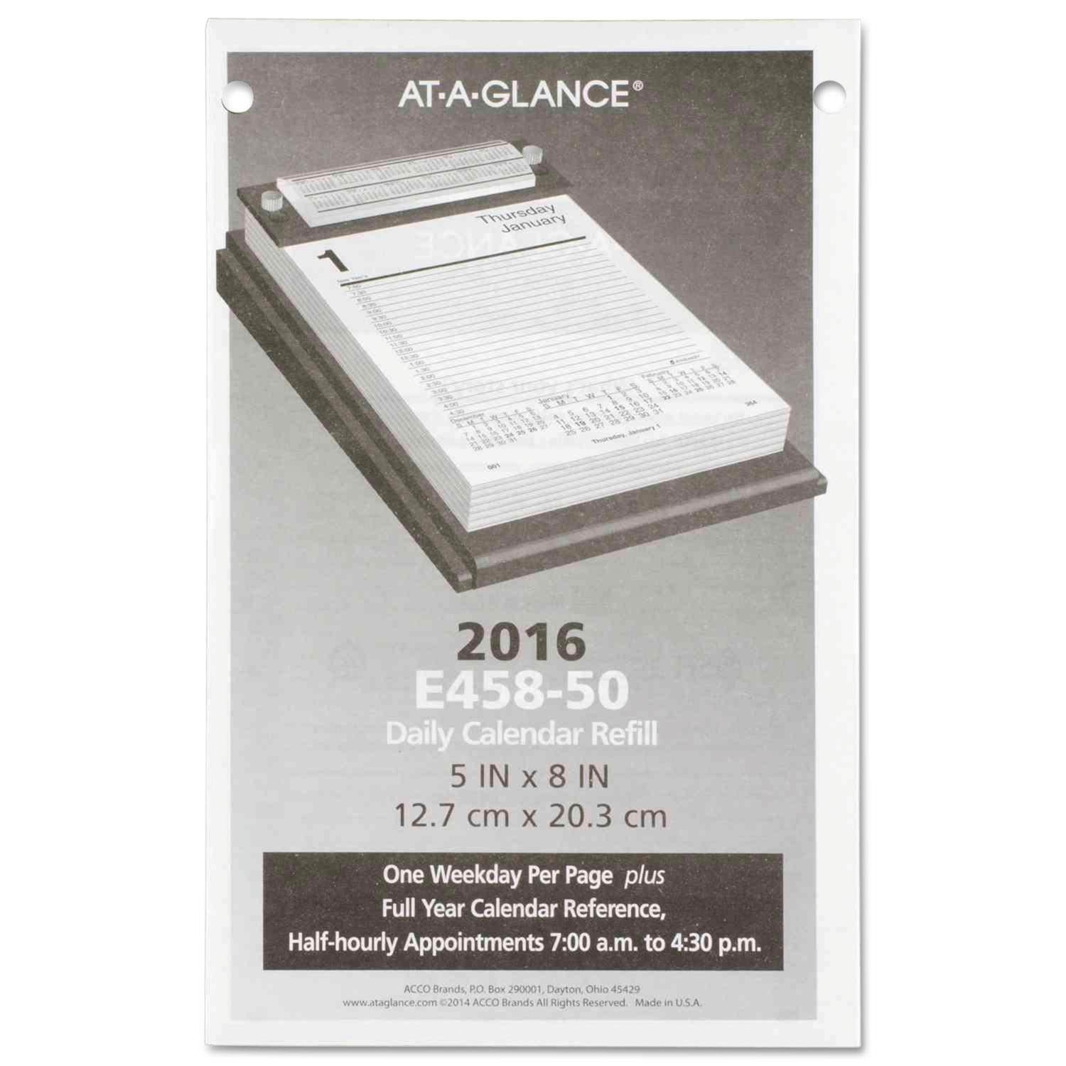 AT-A-GLANCE E458-50 Pad Style Desk Calendar Refill, 5 X 8, 2017