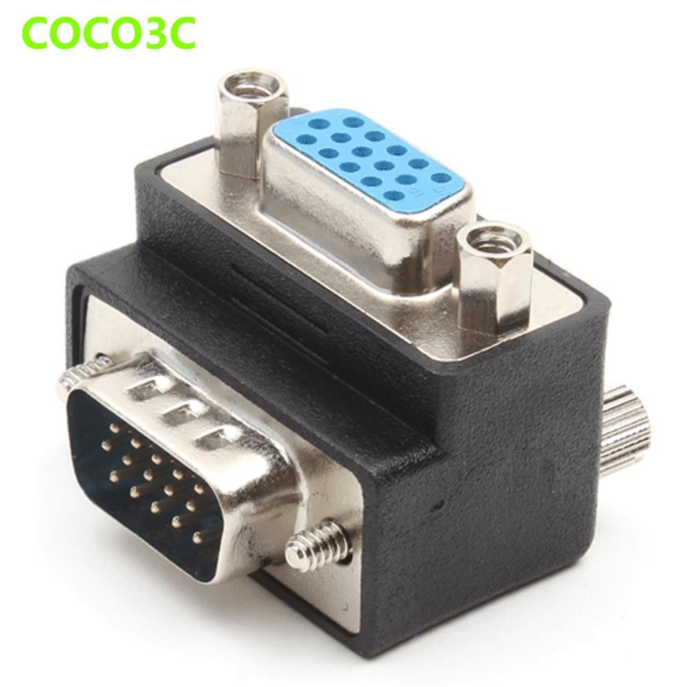 Right Angle 15pin VGA Female To Male Convertor Monitor M/F VGA RGB HDB Extender 90 degree Connector,Black,Other