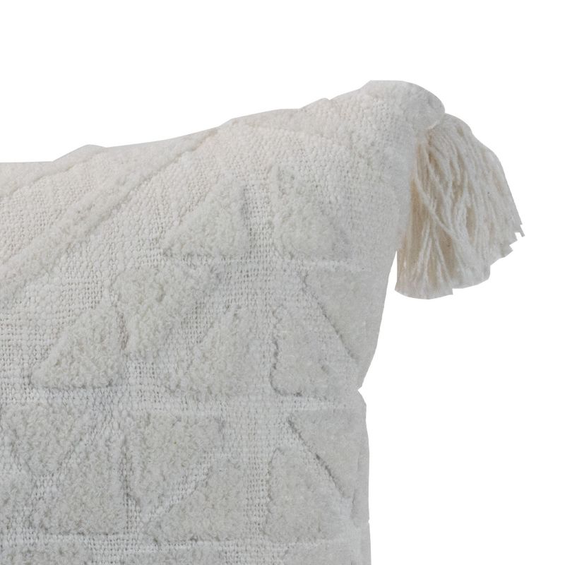 Geometric Pattern Hand Woven 18x18" Decorative Cotton Throw Pillow with Hand Tied Tassels - Foreside Home & Garden