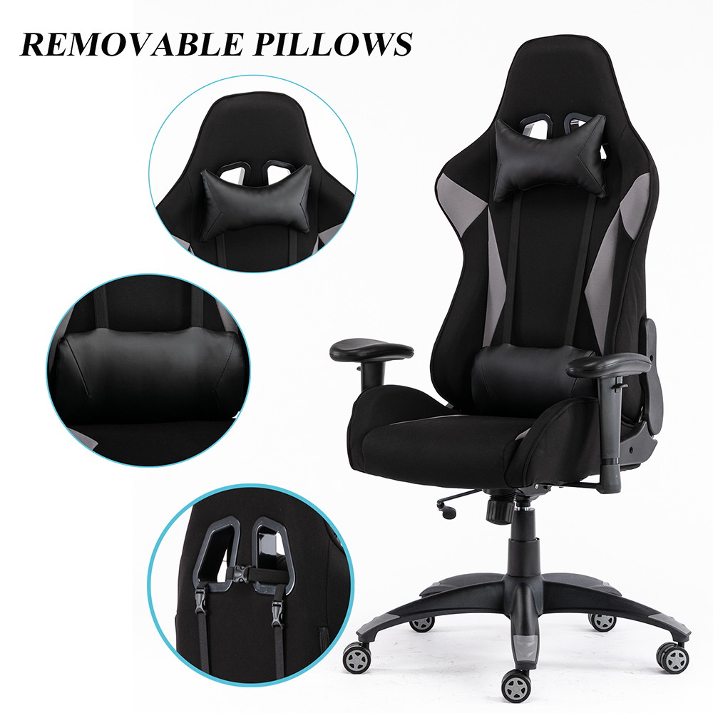 Gaming Chair, High Back Computer Chair Tilt Back Adjustable Armrest Height with Lumbar Support Headrest