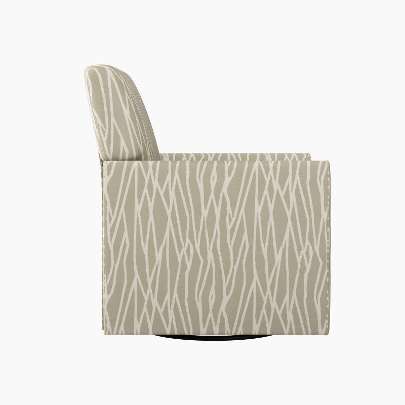 Pascal Modern Half Round Arm Swivel Club Chair Modern Geometric Print Tan - Handy Living