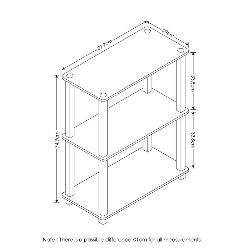 TurnSTube 3Tier Compact Multipurpose Shelf Display Rack Square Dark CherryBlack