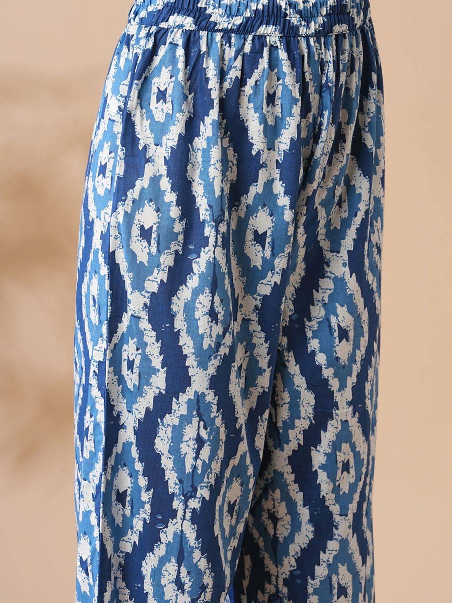 Fashor Blue Cotton Printed Kurta & Pant Set