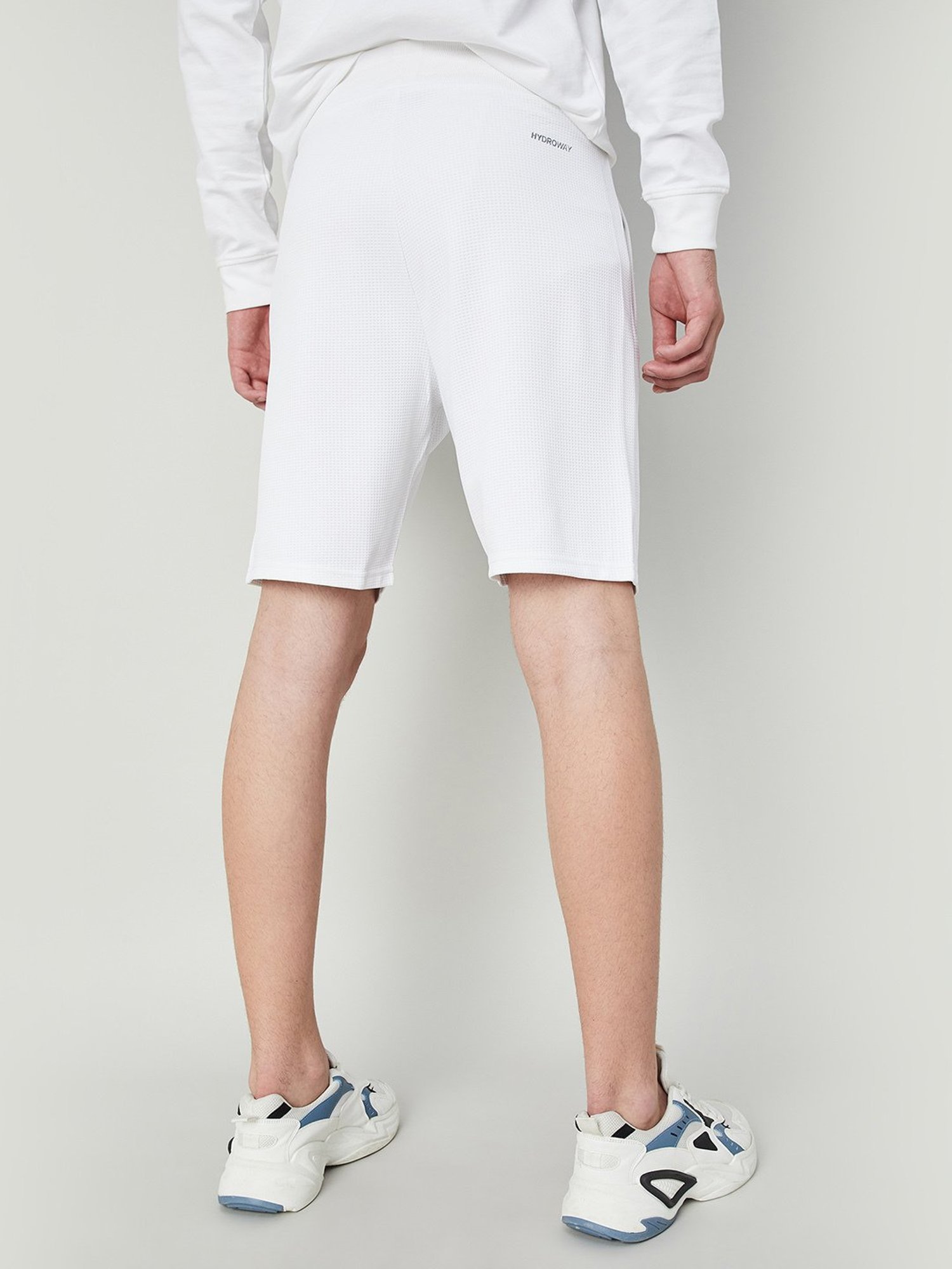 Adidas White Regular Fit Striped Sports Shorts