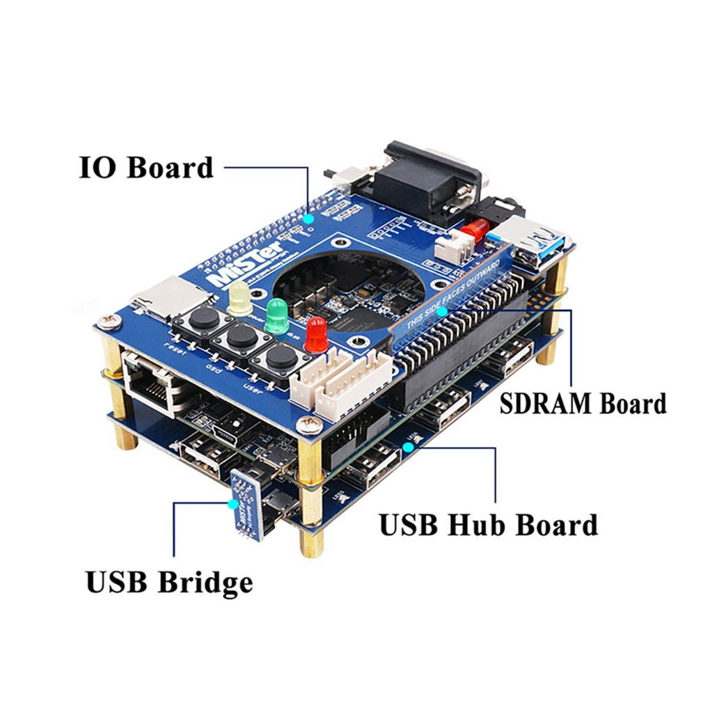 Manual Welding Mister USB Hub V2.1 Board For Mister FPGA 7 USB Ports IO Board For Terasic DE10-Nano Accessories,Mister-FPGA IO Board Set
