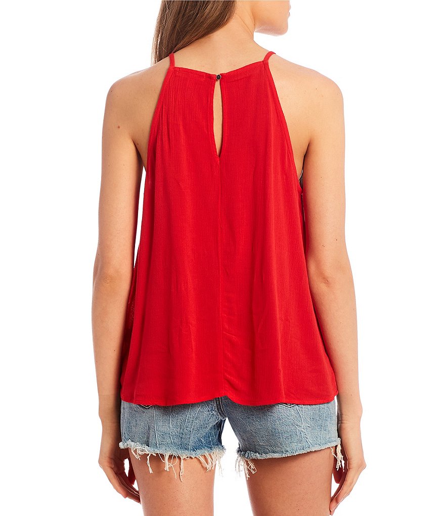 Love on a Hanger High Neck Crochet Front Tank Top