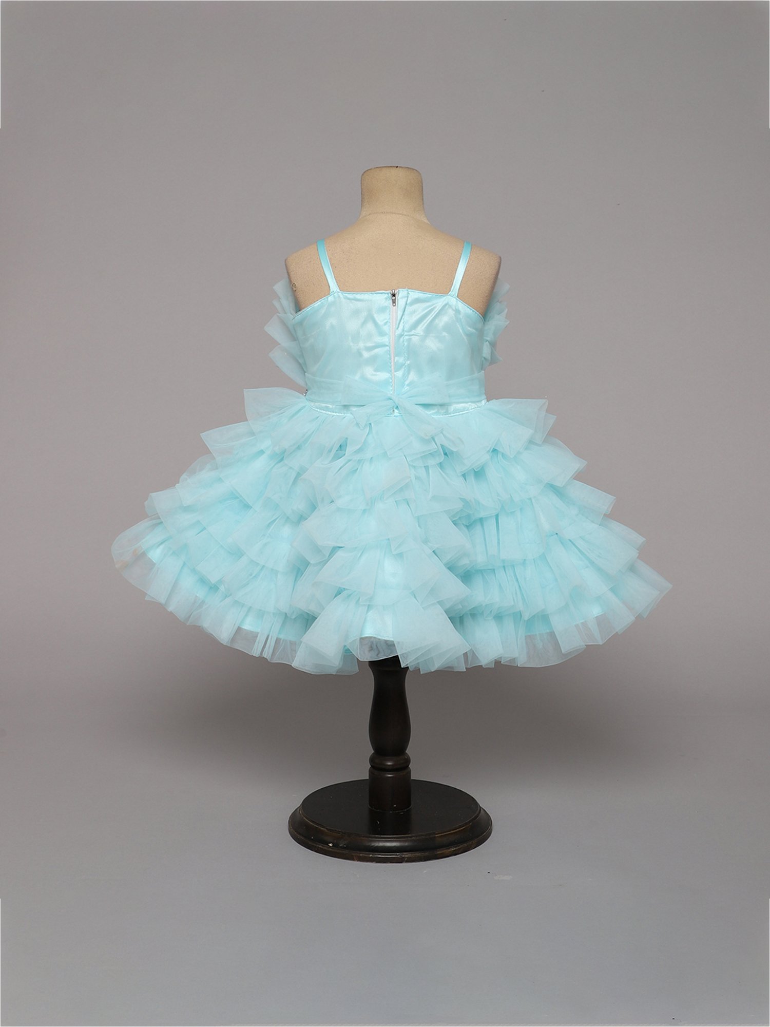 Many Frocks Kids Blue Solid Dress