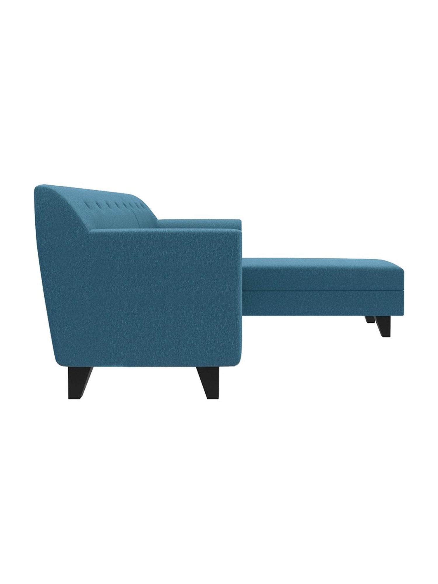 Trevi Blue Fabric & Neem Wood 5 Seater RHS Sectional Sofa
