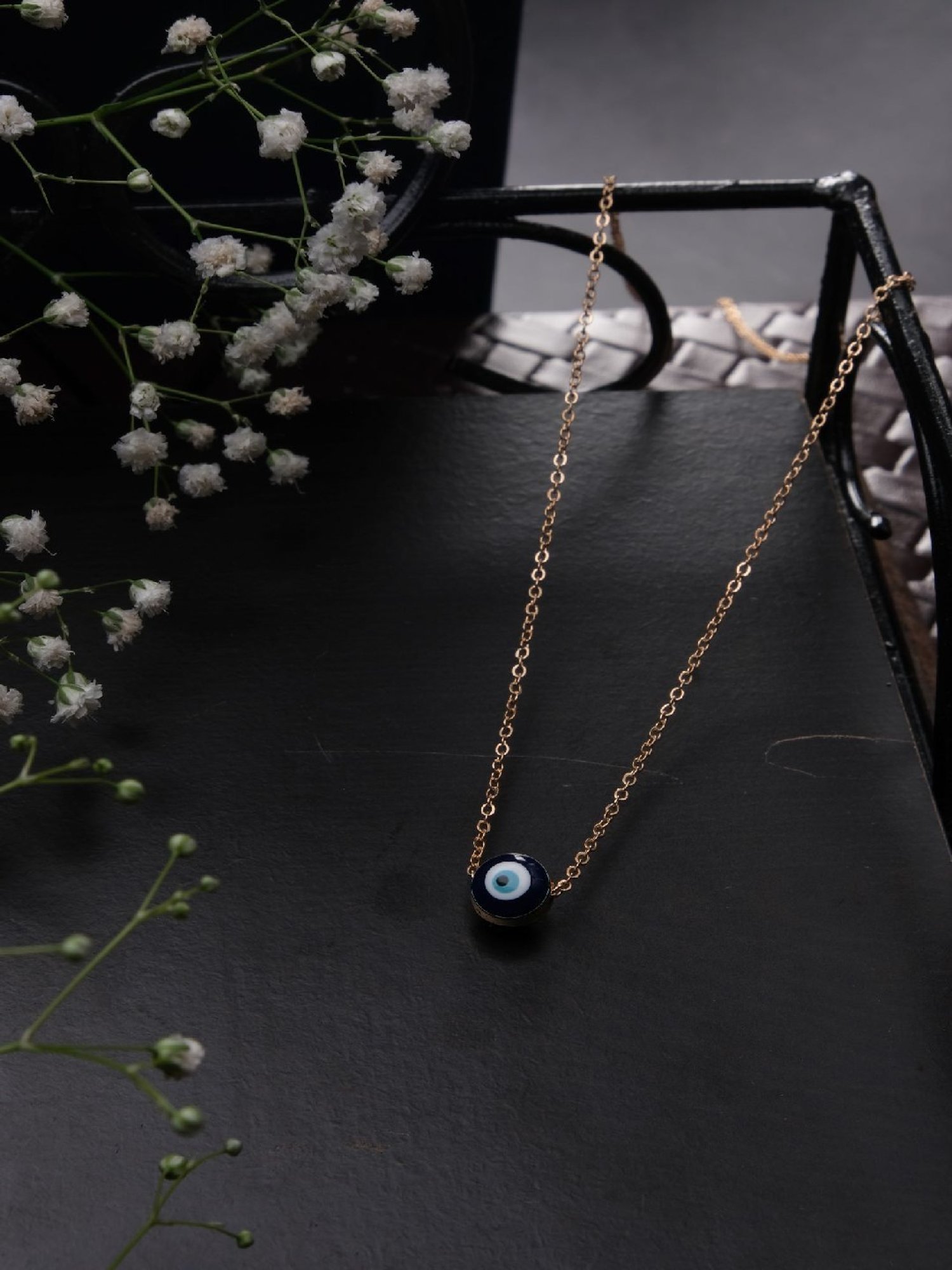 Jewelz Trendsetting Gold Color Western Evil Eye Pendant With Chain for Women