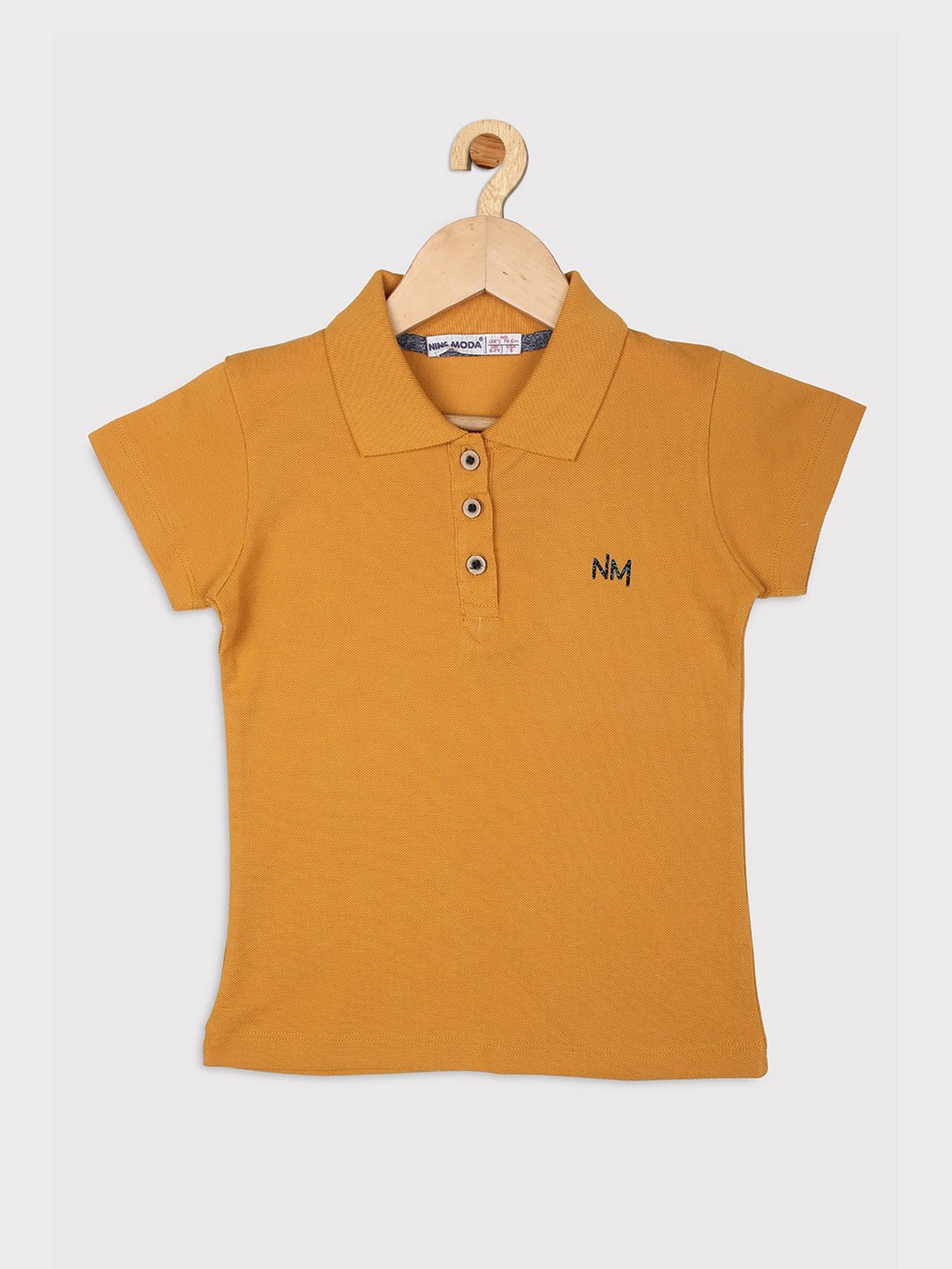 NINS MODA Kids Mustard Solid Polo T-Shirt
