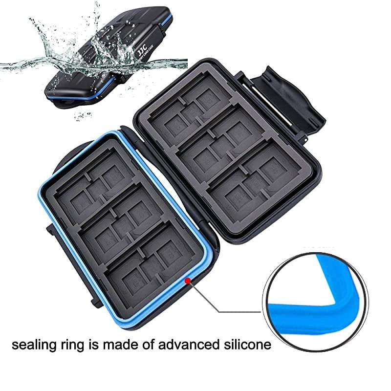 SD Card Holder SD Card Case with Carabiner Memory Card Case for 16 SD Cards 8 SD Cards 4 CF CardsWaterResistant AntiShock