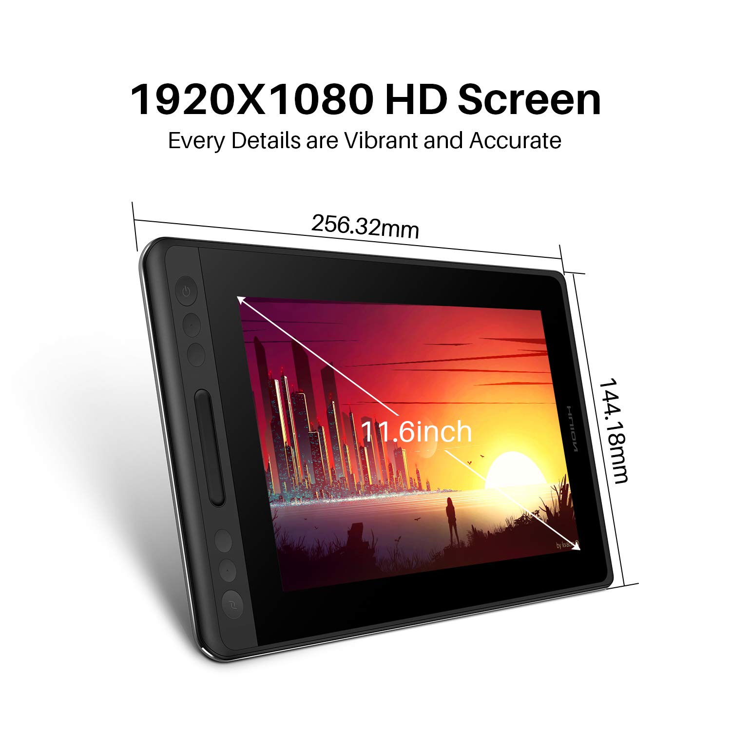 Huion Kamvas Pro 12 GT-116 Drawing Monitor Pen Display Full-Laminated Graphics Drawing Tablet with Screen, Battery-Free Stylus, Tilt Function 8192 Pen Pressure, 4 Shortcut Keys, 120% sRGB (No stand)