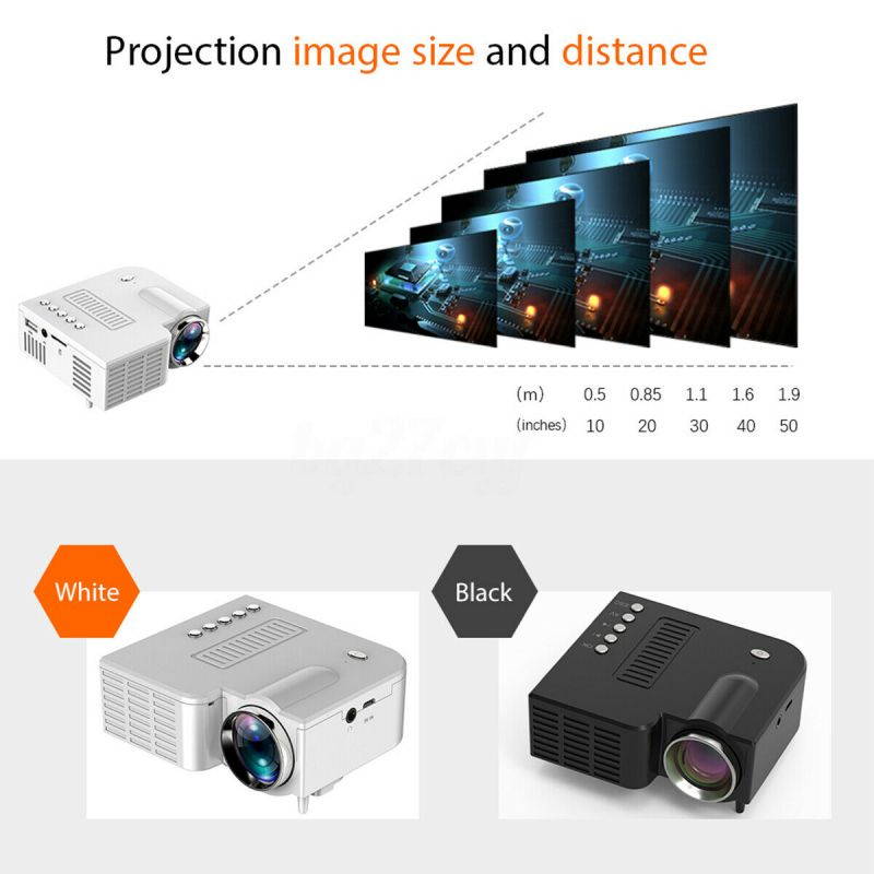 Portable Mini Projector for Home Theater School Office Outdoor, 110-240V VGA HDMI USB SD Cards Supported, HD 1080P Projector UC28+