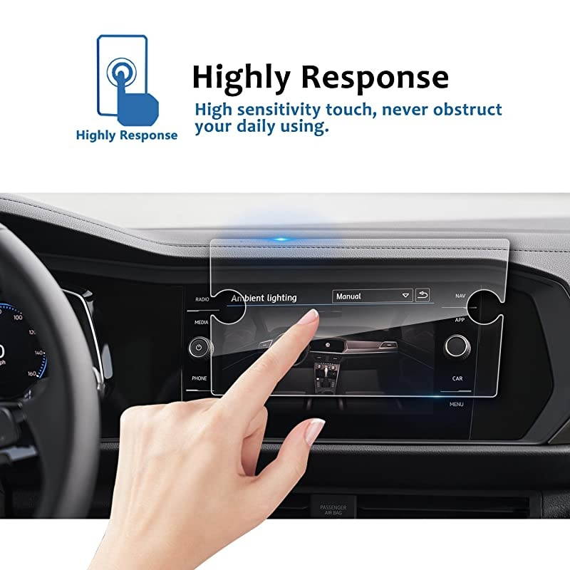 Car Navigation Screen Protector for 2019 2020 2021 Jetta GLI 8-Inch Clear Tempered Glass Infotainment Display In-ash Center Touch Screen Protector 8-Inch