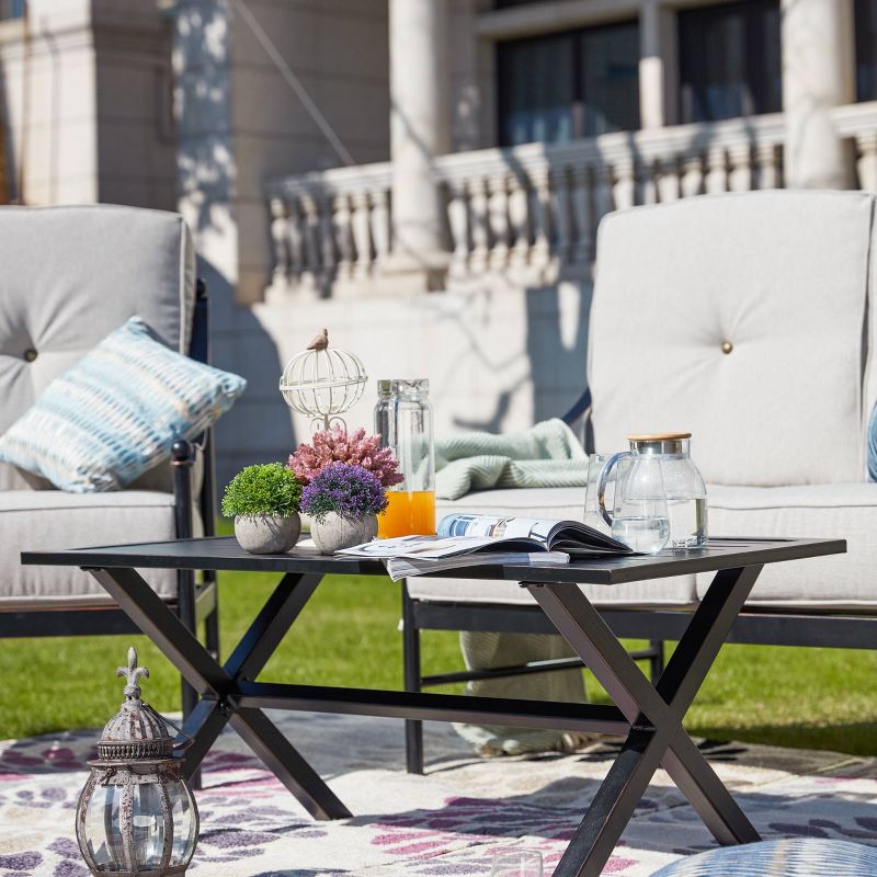 2pc Steel Outdoor Patio Accent Chairs Cream - Lokatse