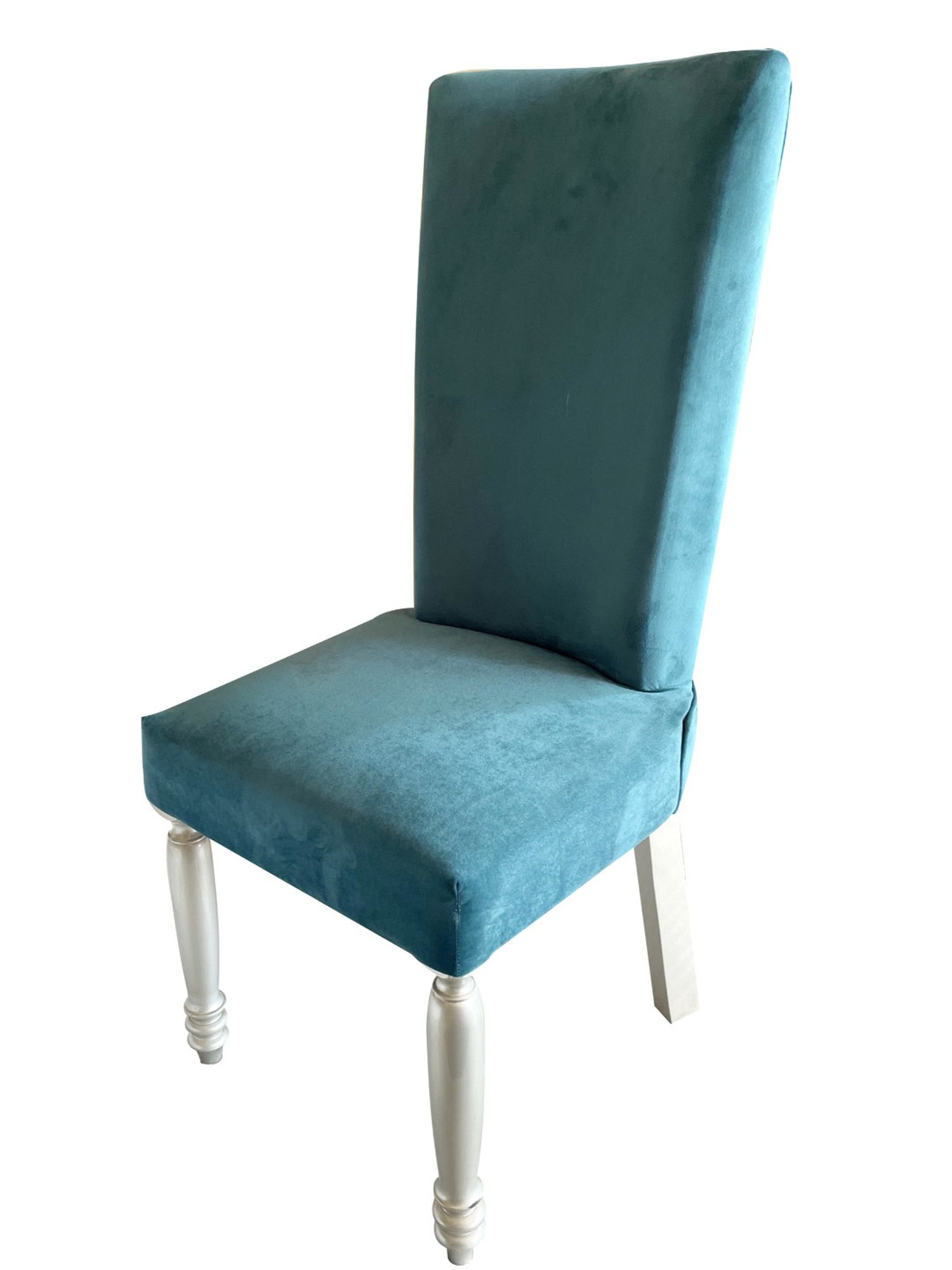 Ikiriya Oliver Solid Silver & Turquoise Wood Dining Chair Turquoise Sea Velvet Finish - Set of 2