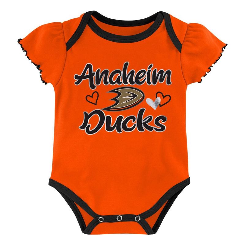 NHL Anaheim Ducks Girls' Winning Goal Bodysuit Set 3pk - 6-9M