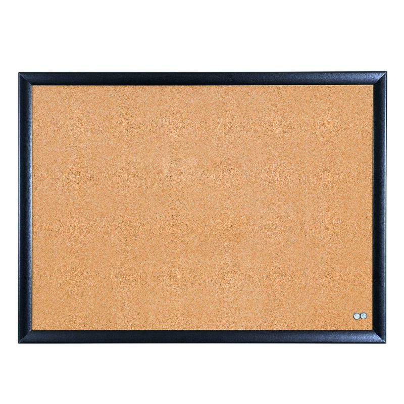 U Brands 24"x18" Cork Bulletin Board Black MDF Frame