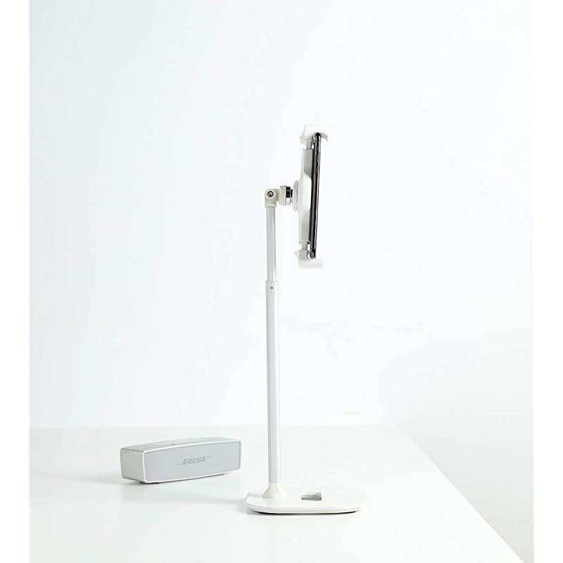 Aluminum Cell Phone Tablet Stand Folding 360&deg; Swivel Extended to 18quot fits 411quot Display TabletsSmartphones Designed for Kitchen Office Showroom Vloger Youtuber Pearl White