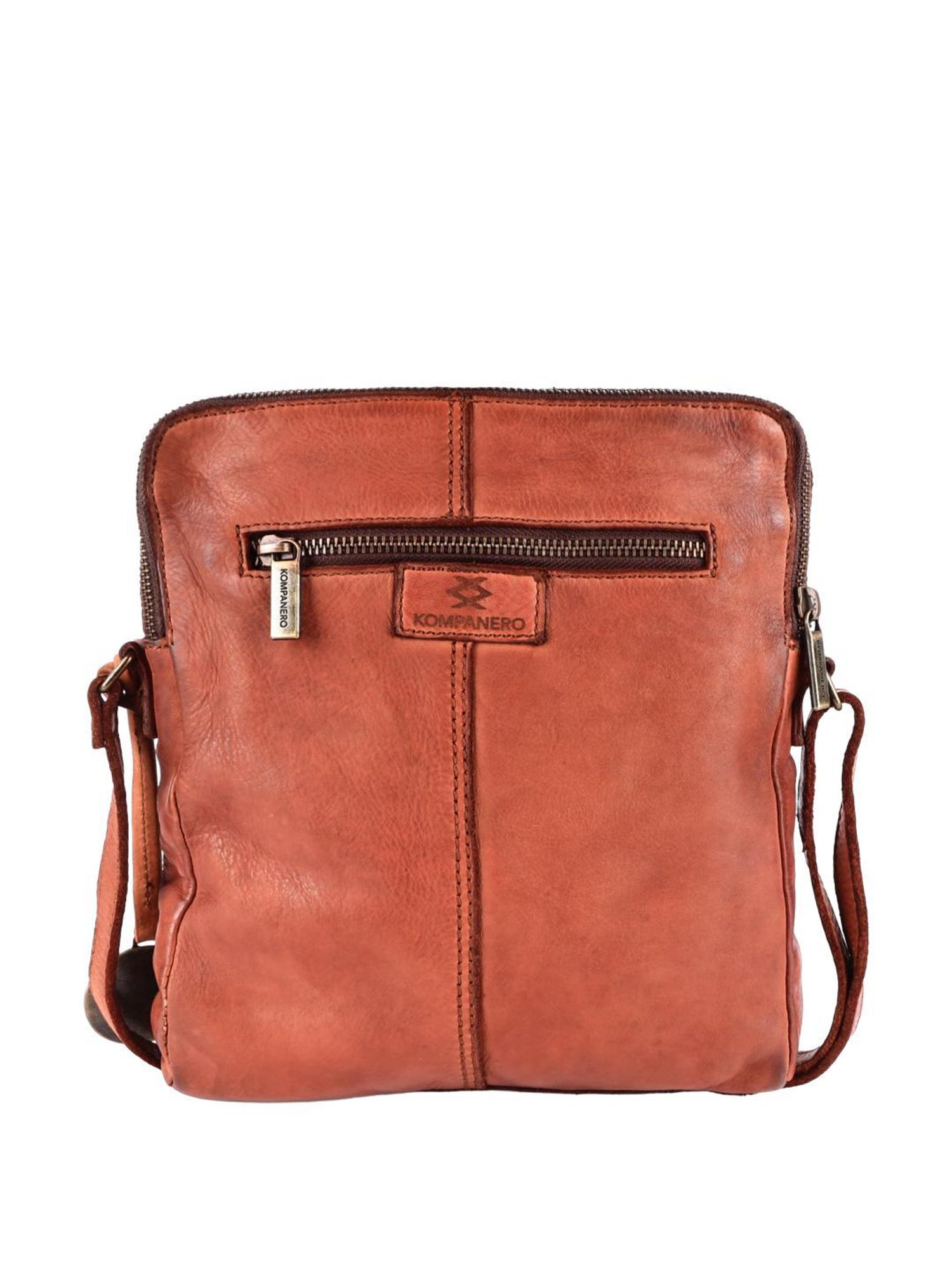 HiLEDER Brown Textured Small Leather 12 inch Cross Body Bag