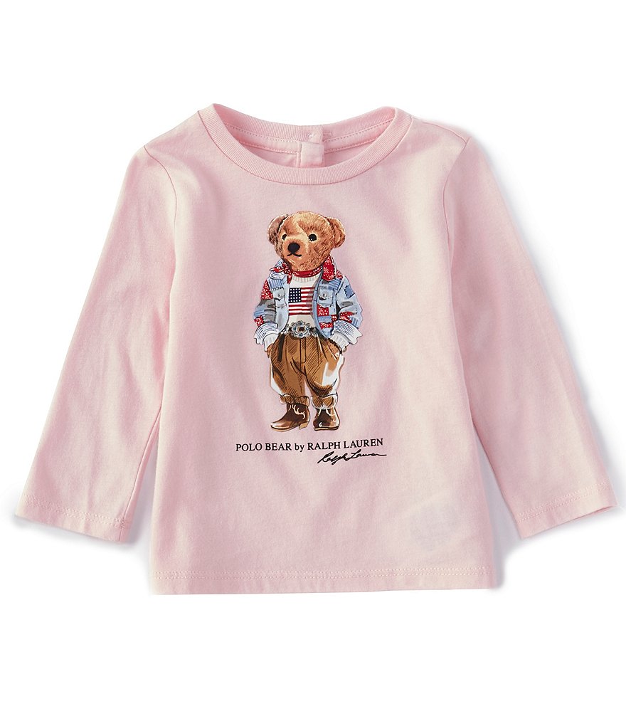 Ralph Lauren Baby Girls 3-24 Months Long-Sleeve Polo Bear Tee