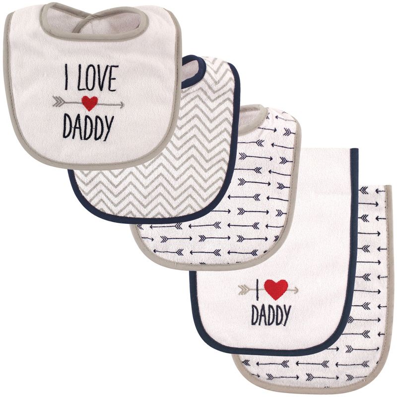 Luvable Friends Baby Boy Bib and Burp Cloth Set 5pk, Boy Daddy, One Size