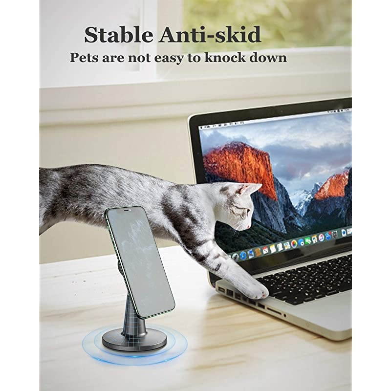 Magnet Phone Holder Desk  Desktop Magnetic Cell Phone Holder Compatible with iPhone SE 11Pro XR 8 X 7 6 6s PlusAndroid Smartphone Stand for Office Desk Gray