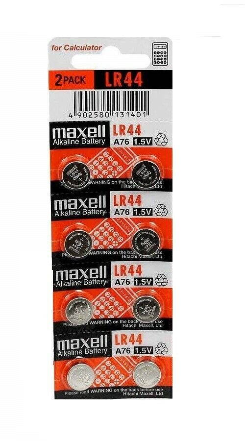 Fresh Genuine Maxell LR44 (A76) 357 1.5V Alkaline Coin Cell Button Batteries x 8