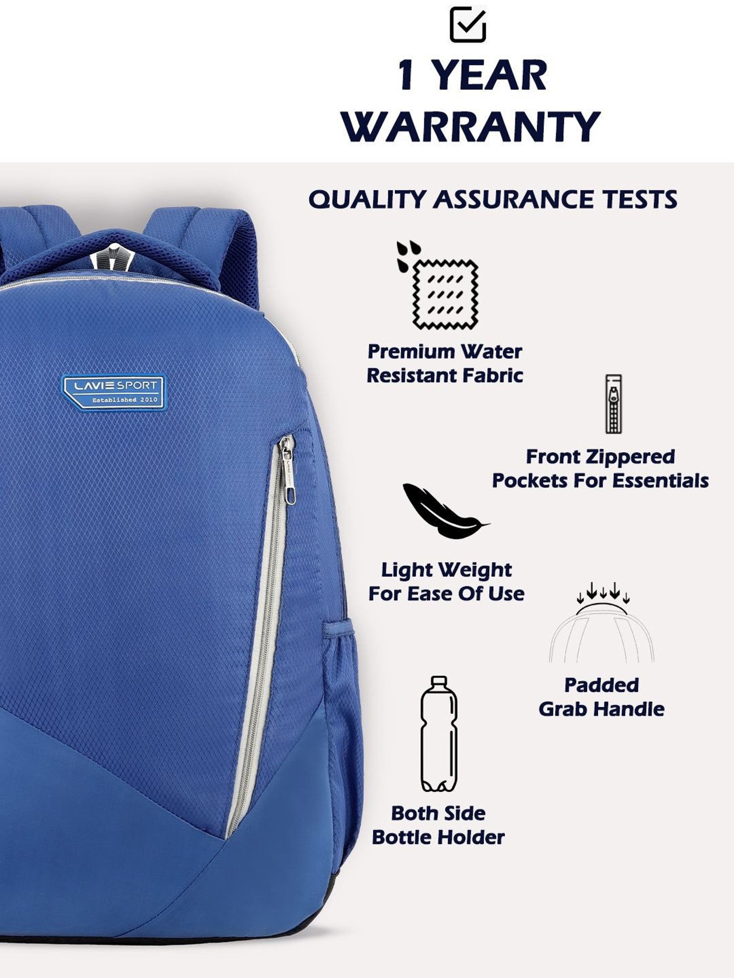 Lavie Sport Lozenge Pro 34L Laptop Backpack For Boys & Girls (Navy)